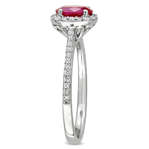 Ice Jewellery 1/4 CT Diamond TW and 7/8 CT TGW Ruby Fashion Ring in 14k White Gold - 75000004897 | Ice Jewellery Australia