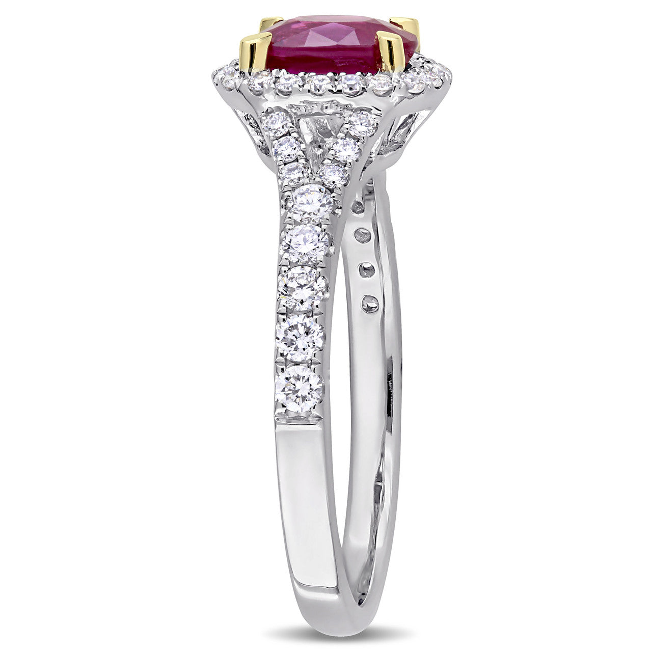 Ice Jewellery 1/2 CT Diamond TW and 7/8 CT TGW Ruby Fashion Ring in 14k White Gold - 75000004868 | Ice Jewellery Australia