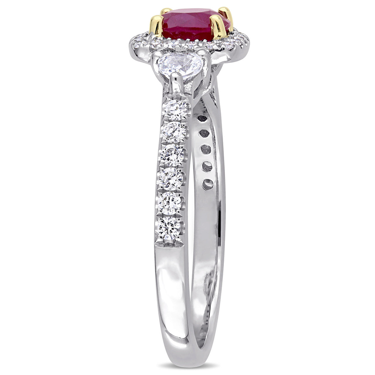 Ice Jewellery 1/3 CT Diamond TW & 1 1/6 CT TGW Ruby White Sapphire Fashion Ring in 14k White Gold - 75000004905 | Ice Jewellery Australia