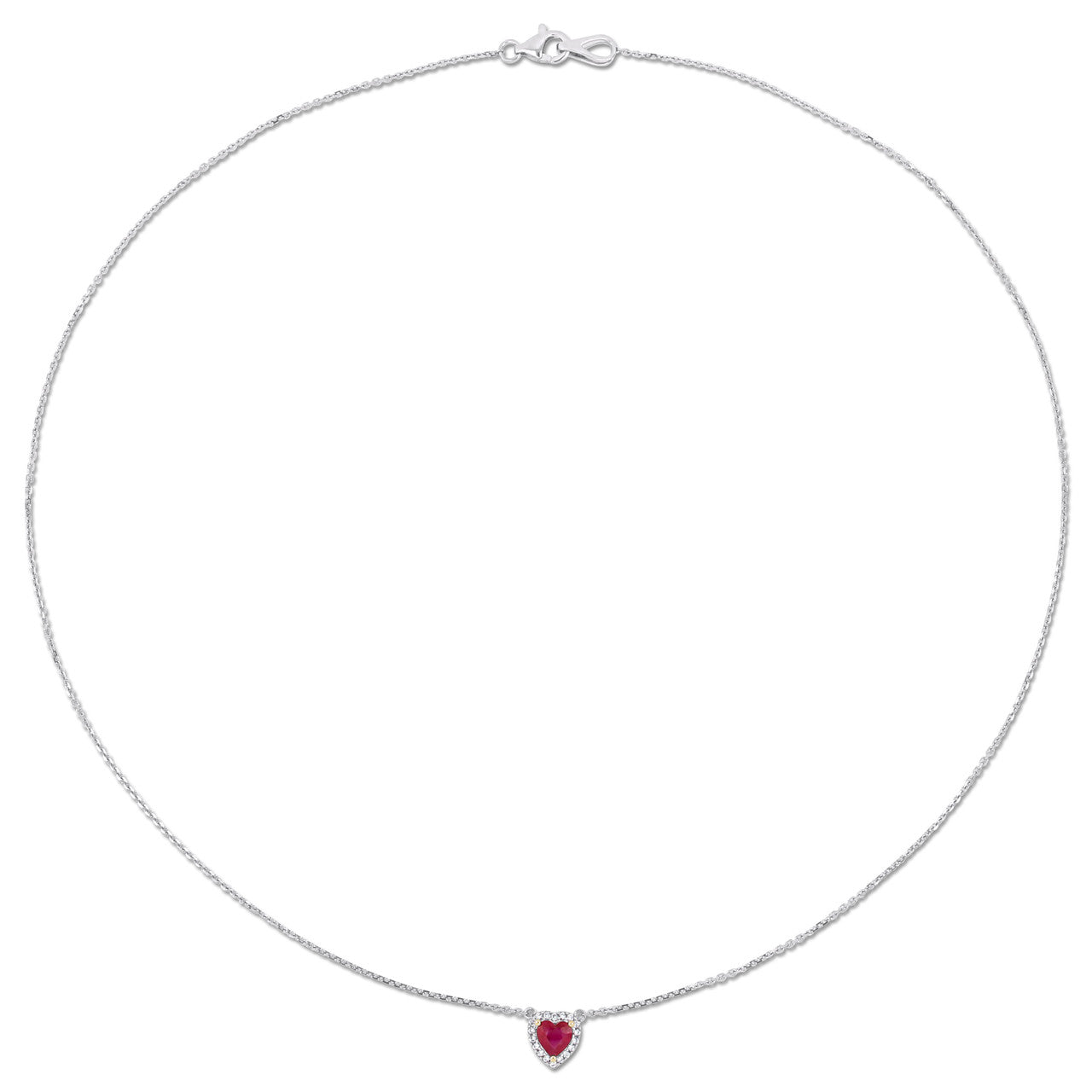 Ice Jewellery 0.07 CT Diamond TW and 2/5 CT TGW Ruby Necklace With Chain in 14k White Gold - 75000004861 | Ice Jewellery Australia
