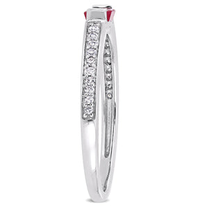 Ice Jewellery 1/10 CT Diamond TW and 3/8 CT TGW Ruby-CN Fashion Ring in 10k White Gold - 75000004911 | Ice Jewellery Australia