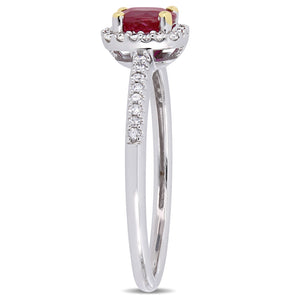 Ice Jewellery 1/7 CT Diamond TW and 5/8 CT TGW Ruby-CN Fashion Ring in 10k White Yellow Gold - 75000004917 | Ice Jewellery Australia