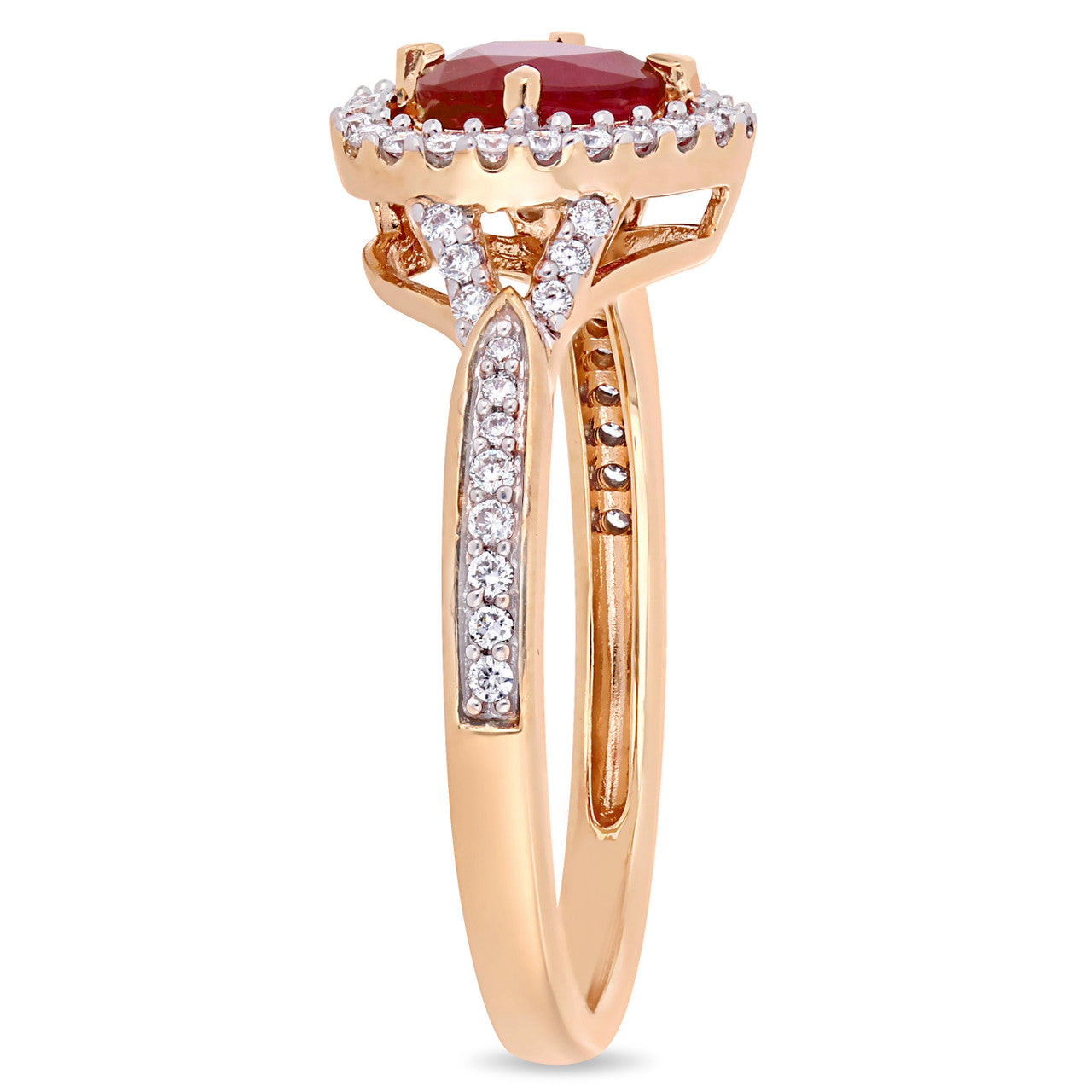 Ice Jewellery 1/4 CT Diamond TW and 1 CT TGW Ruby-CN Fashion Ring in 14k Pink Gold - 75000004919 | Ice Jewellery Australia