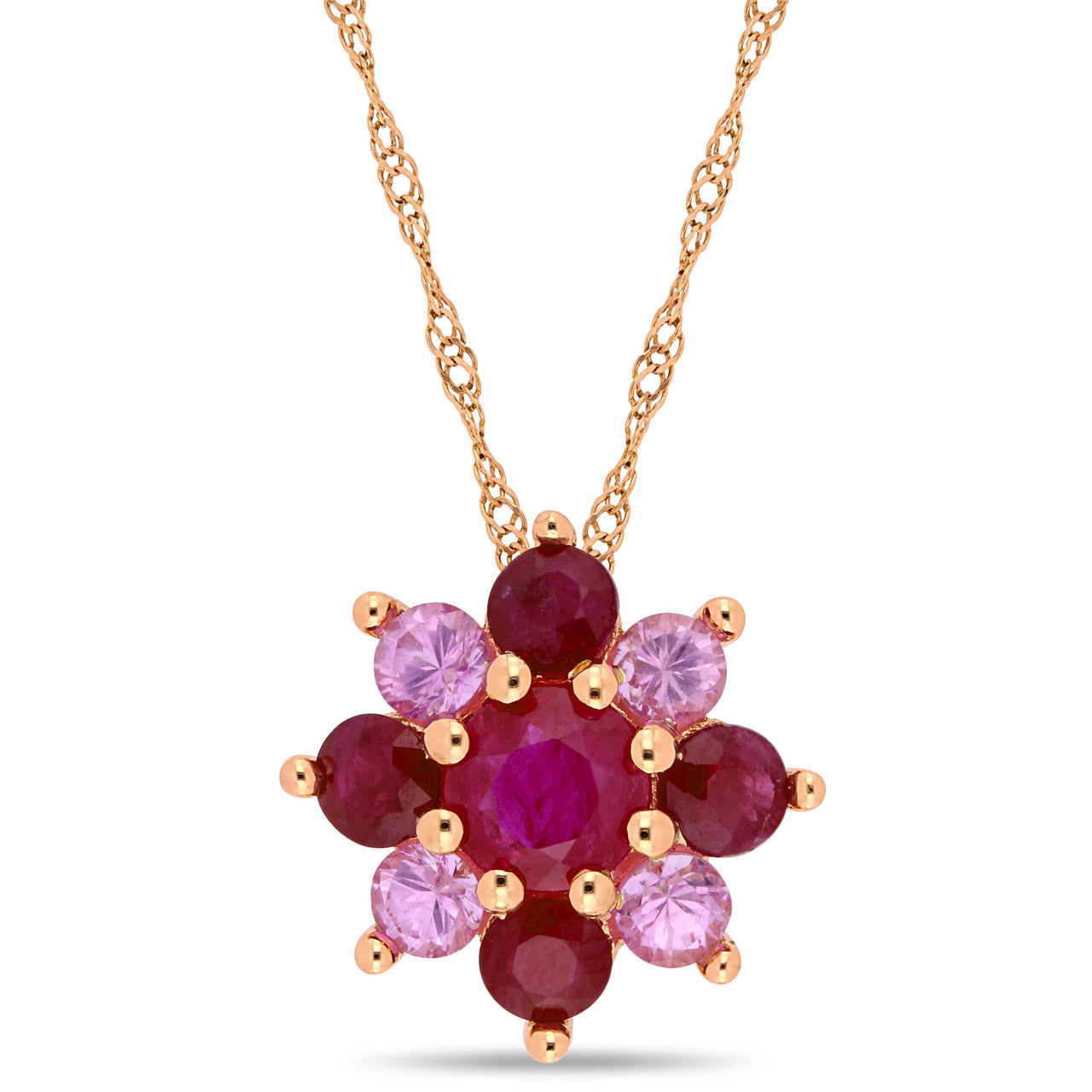 Ice Jewellery 1 4/5 CT TGW Ruby-CN Ruby Pink Sapphire Fashion Pendant With Chain in 14k Pink Gold - 75000004895 | Ice Jewellery Australia