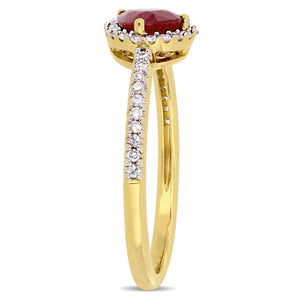 Ice Jewellery 1/5 CT Diamond TW and 7/8 CT TGW Ruby-CN Fashion Ring in 14k Yellow Gold - 75000004923 | Ice Jewellery Australia