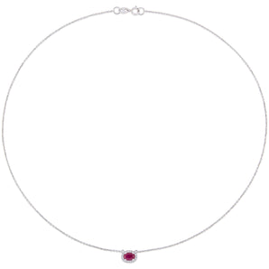 Ice Jewellery 1/10 CT Diamond TW and 3/5 CT TGW Ruby-CN Necklace With Chain in 14k White Gold - 75000004926 | Ice Jewellery Australia