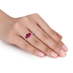 Ice Jewellery 1/6 CT Diamond TW and 1 1/2 CT TGW Ruby-CN Fashion Ring in 14k White Pink Gold - 75000004931 | Ice Jewellery Australia
