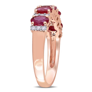 Ice Jewellery 1/6 CT Diamond TW and 1 3/8 CT TGW Ruby-CN Fashion Ring in 14k Pink Gold - 75000004936 | Ice Jewellery Australia