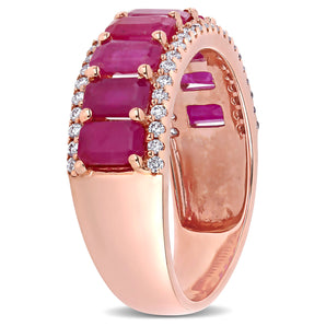 Ice Jewellery 1/3 CT Diamond TW and 3 1/3 CT TGW Ruby-CN Fashion Ring in 14k Pink Gold - 75000004937 | Ice Jewellery Australia