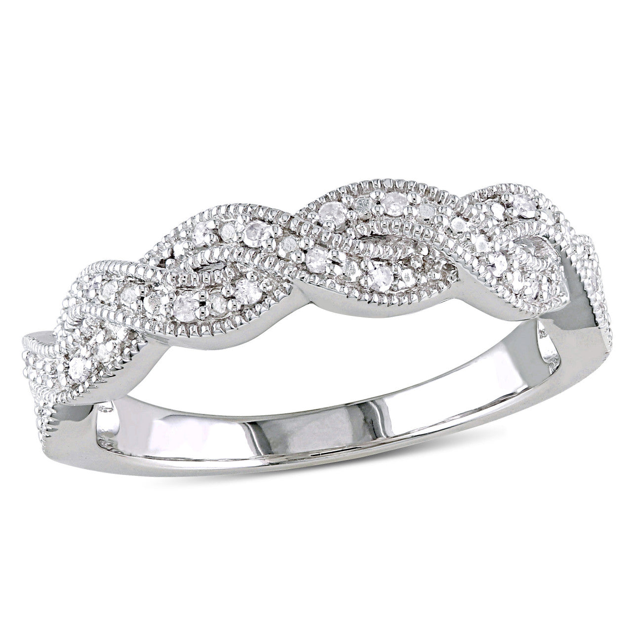 Ice Jewellery 1/10 CT Diamond TW Twist Ring in Sterling Silver - 75000004982 | Ice Jewellery Australia