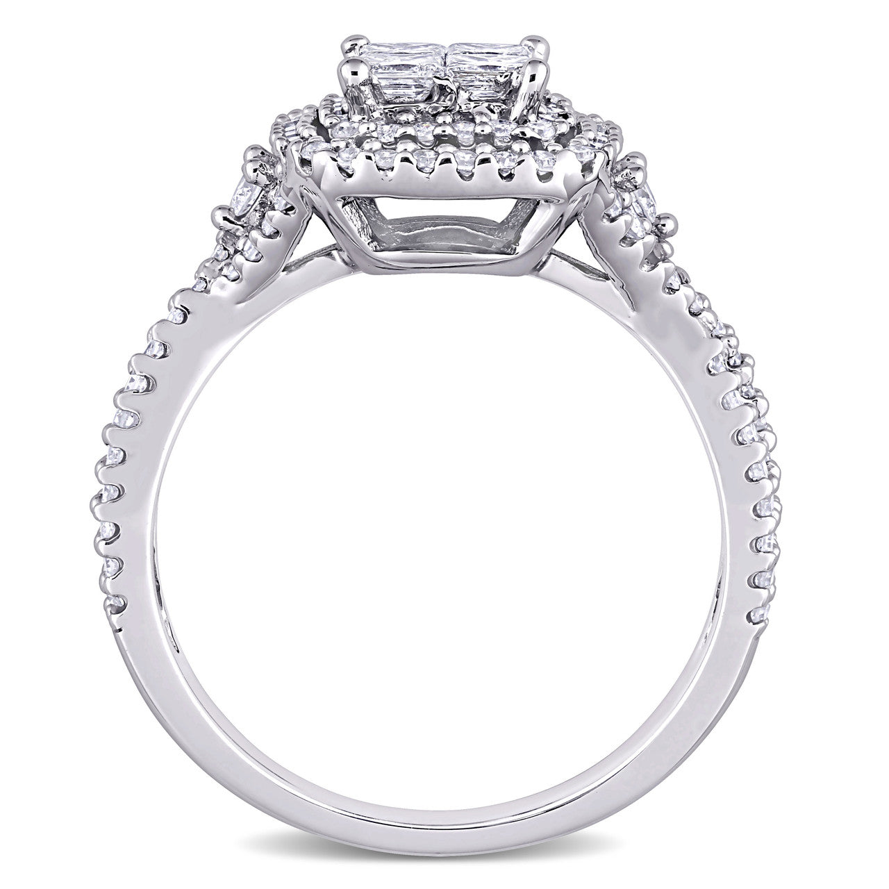 Ice Jewellery 1 CT TDW Diamonds Halo Ring in 10k White Gold | Ice Jewellery Australia