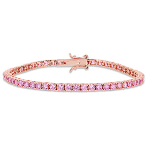 Ice Jewellery 10 CT TGW Pink Cubic Zirconia Tennis Bracelet in Rose Plated Silver - 75000005152 | Ice Jewellery Australia