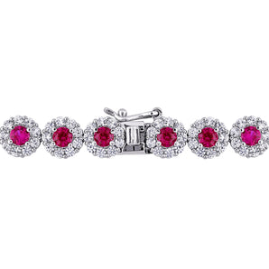 Ice Jewellery Red Cubic Zirconia & Created White Sapphire Tennis Bracelet in Sterling Silver - 75000005158 | Ice Jewellery Australia