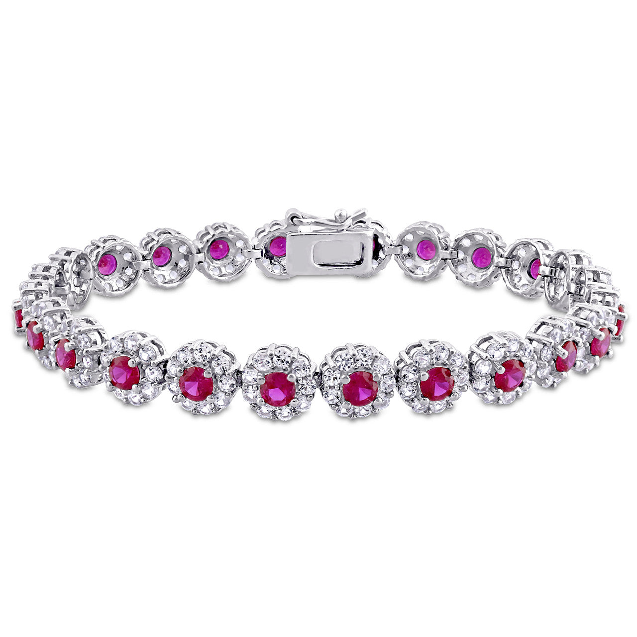 Ice Jewellery Red Cubic Zirconia & Created White Sapphire Tennis Bracelet in Sterling Silver - 75000005158 | Ice Jewellery Australia