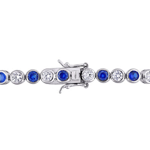 Ice Jewellery 9 1/2 CT TGW Created Blue & White Sapphire Tennis Bracelet in Sterling Silver - 75000005170 | Ice Jewellery Australia