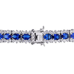 Ice Jewellery 28-1/2 CT TGW Created Blue & White Sapphire Tennis Bracelet in Sterling Silver - 75000005177 | Ice Jewellery Australia