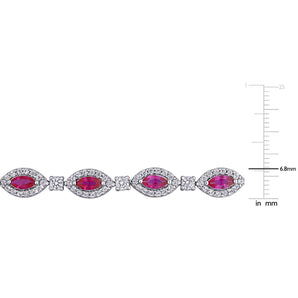 Ice Jewellery 9 1/2 CT TGW Red Cubic Zirconia & Created White Sapphire Tennis Bracelet in Sterling Silver - 75000005181 | Ice Jewellery Australia