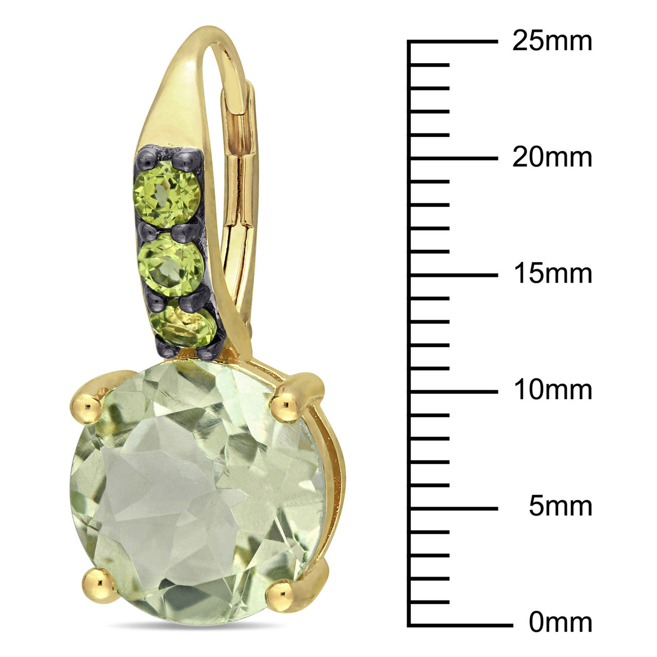 Ice Jewellery 12 3/8 CT TW Green Amethyst Peridot Leverback Earrings In Yellow Sterling Silver With Black Rhodium - 75000006004 | Ice Jewellery Australia