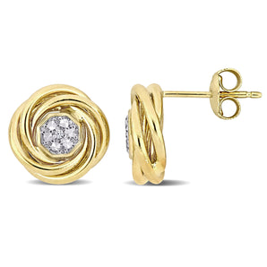 Ice Jewellery 0.04 CT White Topaz Accent Swirl Halo Stud Earrings in 14k Yellow Gold | Ice Jewellery Australia