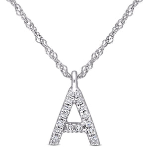 Ice Jewellery 0.05 CT Diamond Accent Initial "A" Pendant with Chain in 14k White Gold | Ice Jewellery Australia
