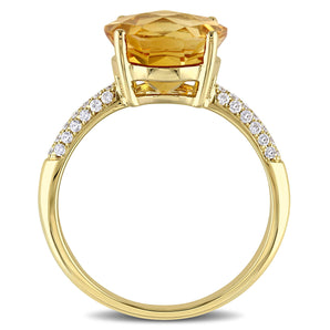 Ice Jewellery 1/5 CT TDW Diamond  and 3 1/3 CT TGW Citrine Beaded Ring in 14k Yellow Gold - 75000005240 | Ice Jewellery Australia