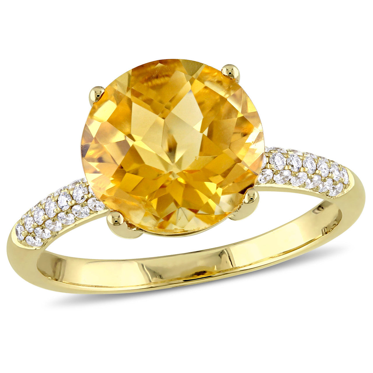 Ice Jewellery 1/5 CT TDW Diamond  and 3 1/3 CT TGW Citrine Beaded Ring in 14k Yellow Gold - 75000005240 | Ice Jewellery Australia