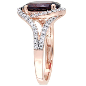 Ice Jewellery 1/2 CT Diamond TW And 3 1/2 CT TGW Garnet Fashion Ring 14k Pink Gold - 75000005246 | Ice Jewellery Australia