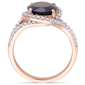 Ice Jewellery 1/2 CT Diamond TW And 3 1/2 CT TGW Garnet Fashion Ring 14k Pink Gold - 75000005246 | Ice Jewellery Australia