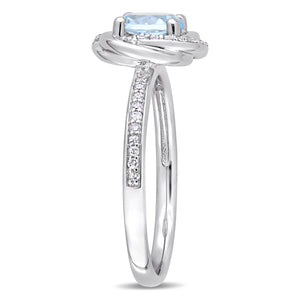 Ice Jewellery 1/6 CT Diamond TW And 1 CT TGW Sky Blue Topaz Engagement Ring in 10k White Gold - 75000005247 | Ice Jewellery Australia