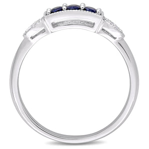 Ice Jewellery 0.04 CT TDW Diamond and 1/5 CT TGW Sapphire Fashion Ring 10k White Gold GH I2;I3 - 75000005252 | Ice Jewellery Australia