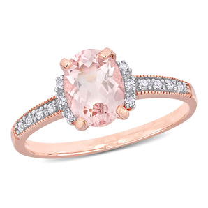 Ice Jewellery 0.07 CT TDW Diamond  and 1 1/7 CT TGW Morganite Engagement Ring in 10k Pink Gold - 75000005237 | Ice Jewellery Australia