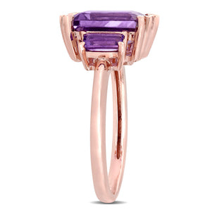 Ice Jewellery 3 4/5 CT TGW Amethyst and Amethyst-Africa 3-Stone Ring in 14k Pink Gold - 75000005258 | Ice Jewellery Australia