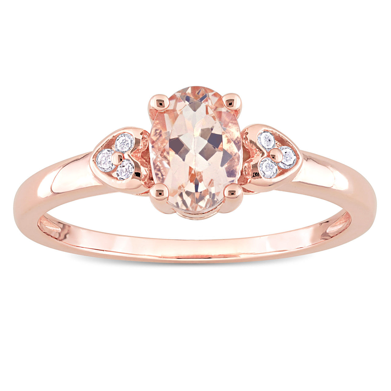 Ice Jewellery 0.05 CT TDW Diamond and 3/4 CT TGW Morganite Engagement Ring in Pink Silver - 75000005412 | Ice Jewellery Australia