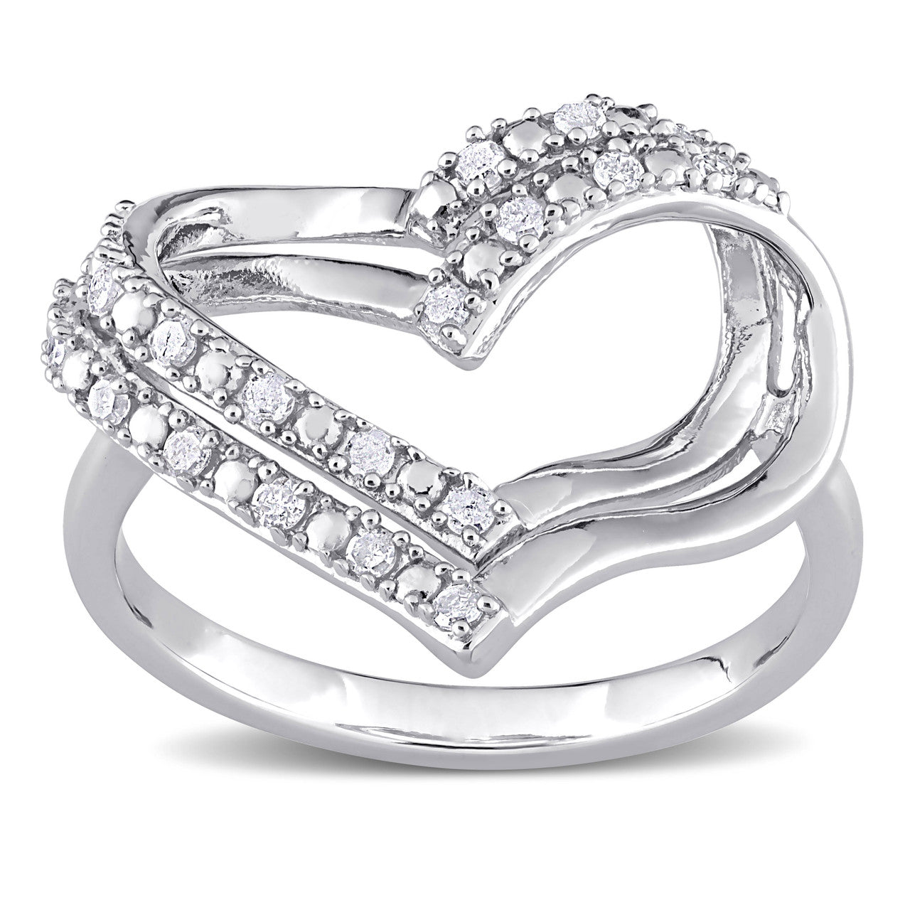 Ice Jewellery 1/5 CT TDW Diamond Heart Ring in Sterling Silver - 75000005418 | Ice Jewellery Australia