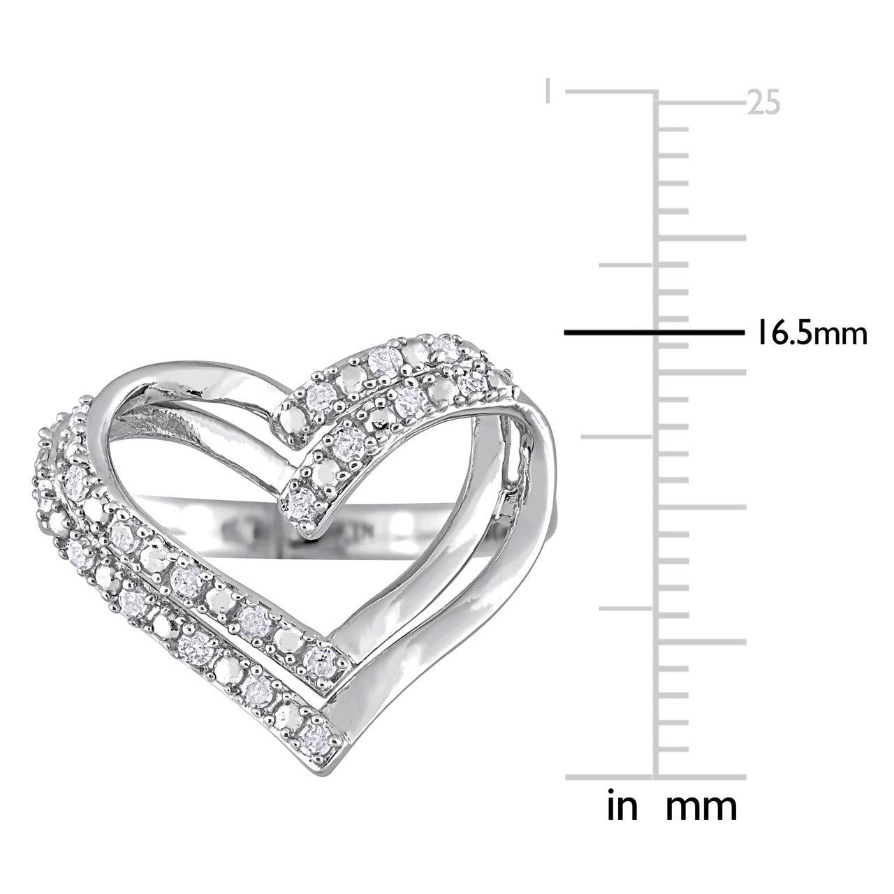 Ice Jewellery 1/5 CT TDW Diamond Heart Ring in Sterling Silver - 75000005418 | Ice Jewellery Australia