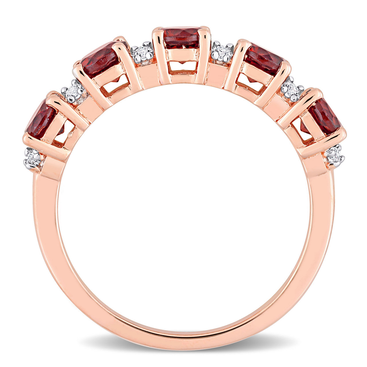 Ice Jewellery 1 3/5 CT TGW Garnet and White Topaz 5-Stone Ring in Pink Silver - 75000005422 | Ice Jewellery Australia
