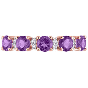 Ice Jewellery 1 3/5 CT TGW Amethyst-Africa and White Topaz 5-Stone Ring in Pink Silver - 75000005425 | Ice Jewellery Australia