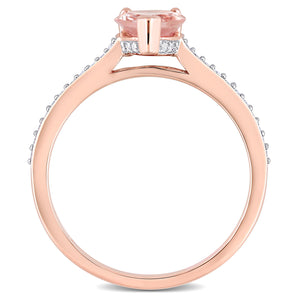 Ice Jewellery 1/8 CT TDW Diamond and 7/8 CT TGW Morganite Engagement Ring in 10k Pink Gold - 75000005426 | Ice Jewellery Australia