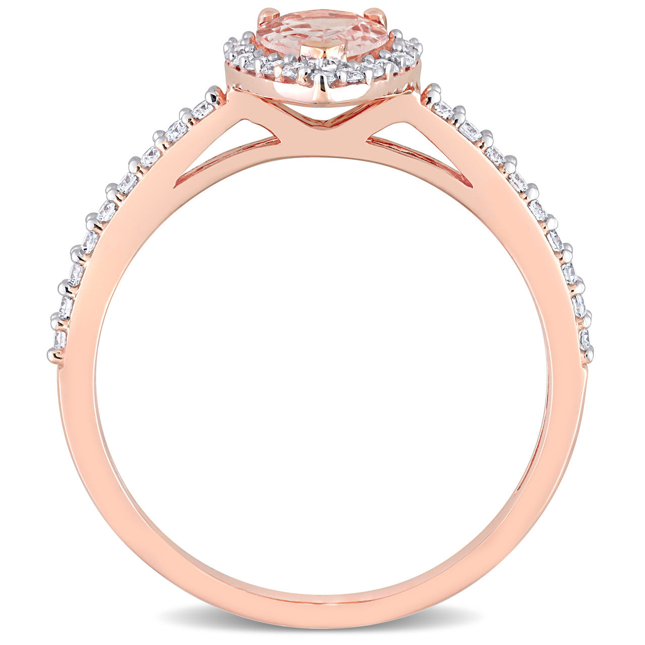 Ice Jewellery 1/4 CT TDW Diamond and 3/4 CT TGW Morganite Engagement Ring in 10k Pink Gold - 75000005427 | Ice Jewellery Australia