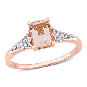 Ice Jewellery 1/10 CT TDW Diamond and 7/8 CT TGW Morganite Engagement Ring in 10k Pink Gold - 75000005429 | Ice Jewellery Australia