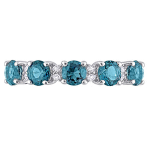 Ice Jewellery 1 5/8 CT TGW London Blue Topaz and White Topaz 5-Stone Ring in Sterling Silver - 75000005421 | Ice Jewellery Australia