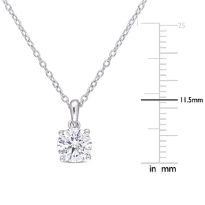 Ice Jewellery 1 CT TGW Created White Moissanite Solitaire Pendant With Chain in Sterling Silver - 75000005451 | Ice Jewellery Australia