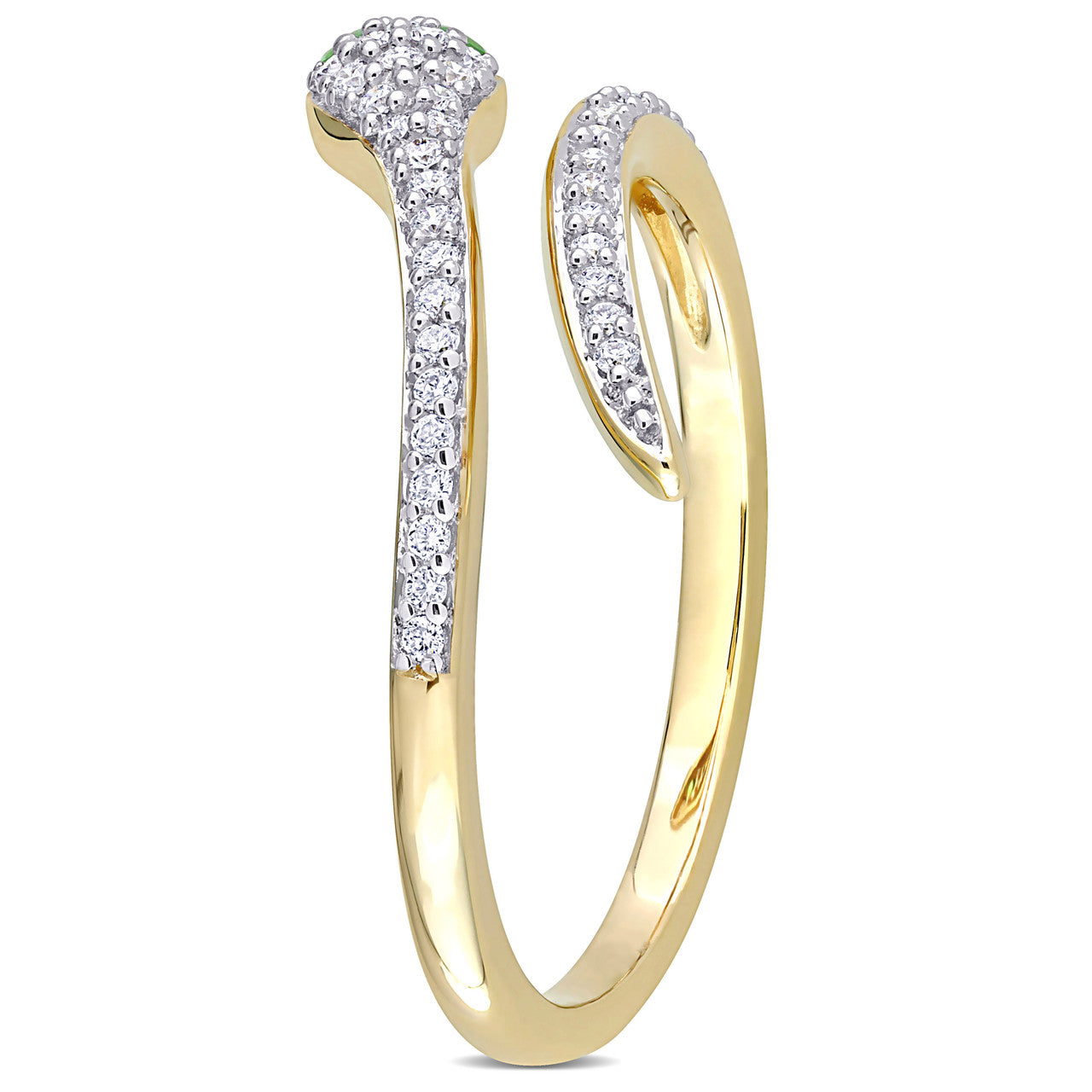 Ice Jewellery 1/5 CT TDW Diamond and 0.04 CT TGW Tsavorite Ring in 10k Yellow Gold - 75000005479 | Ice Jewellery Australia
