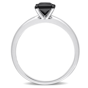 Ice Jewellery 3/4 CT Black Diamond Solitaire Ring in 14k White Gold w/ Black Rhodium Plated -  75000005548 | Ice Jewellery Australia
