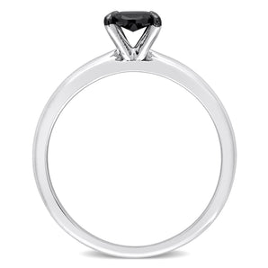 Ice Jewellery 1/2 CT Black Diamond Solitaire Ring in 14k White Gold w/ Black Rhodium Plated -  75000005554 | Ice Jewellery Australia