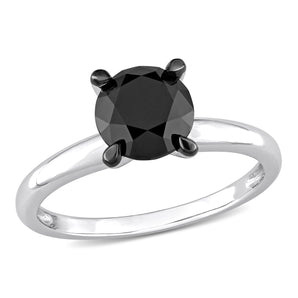 Ice Jewellery 2 CT Black Diamond Solitaire Ring in 14k White Gold w/ Black Rhodium Plated -  75000005564 | Ice Jewellery Australia