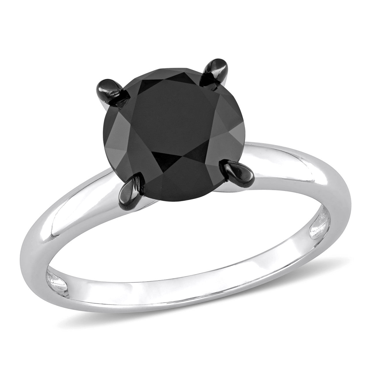 Ice Jewellery 3 CT Black Diamond Solitaire Ring in 14k White Gold w/ Black Rhodium Plated -  75000005567 | Ice Jewellery Australia
