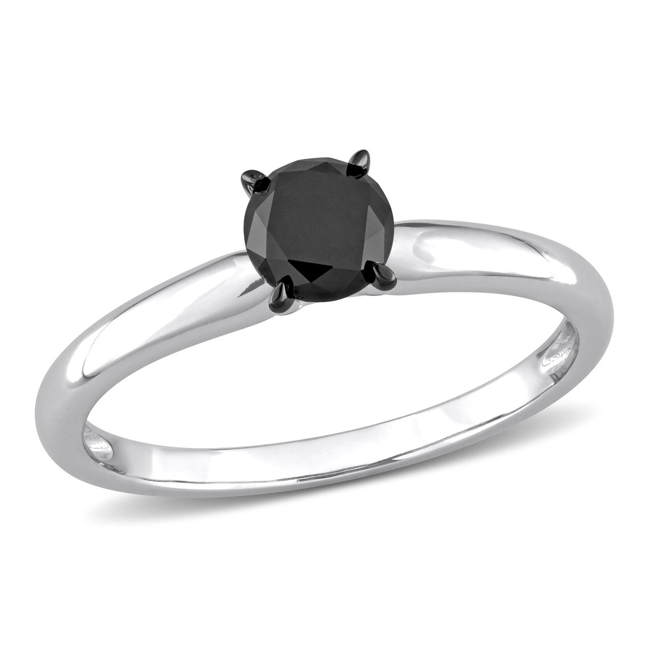 Ice Jewellery 3/4 CT Black Diamond Solitaire Ring in 14k White Gold w/ Black Rhodium Plated -  75000005568 | Ice Jewellery Australia