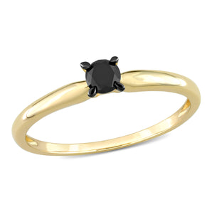 Ice Jewellery 1/4 CT Black Diamond Solitaire Ring in 14k Yellow Gold w/ Black Rhodium Plated -  75000005524 | Ice Jewellery Australia