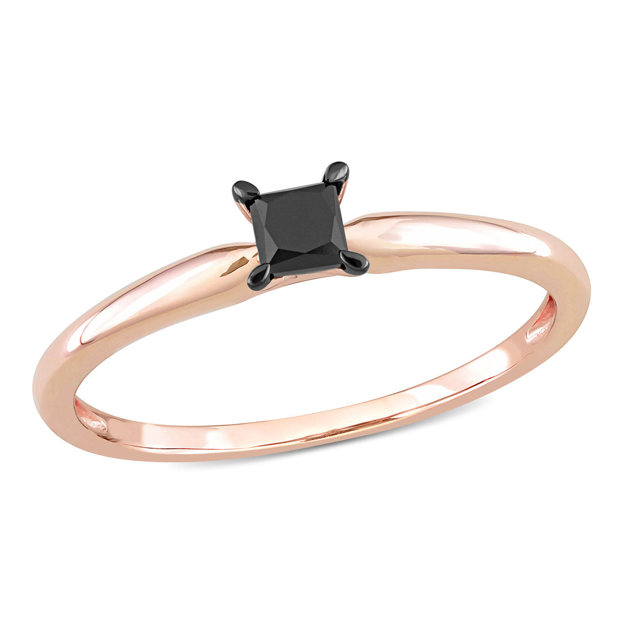 Ice Jewellery 1/4 CT Black Diamond Solitaire Ring in 14k Pink Gold w/ Black Rhodium Plated -  75000005530 | Ice Jewellery Australia